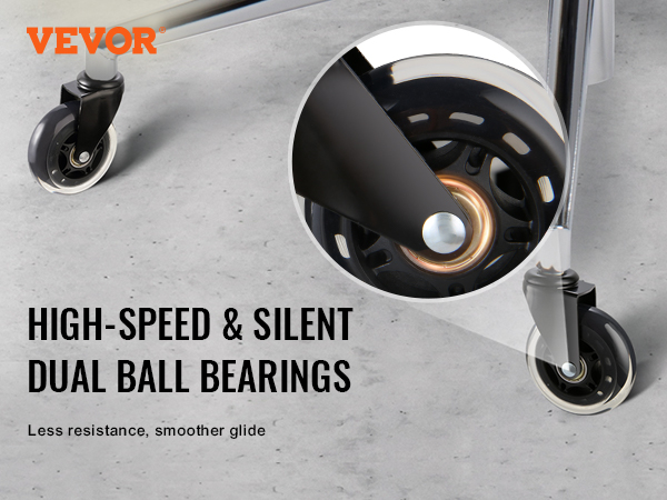 VEVOR high-speed silent office chair wheels with dual ball bearings for less resistance and smoother glide.