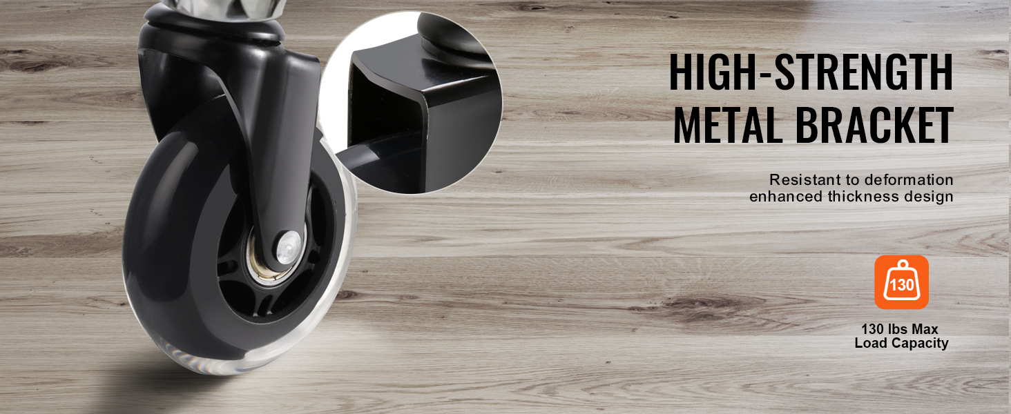 VEVOR office chair wheels with high-strength metal bracket and 130 lbs max load capacity.