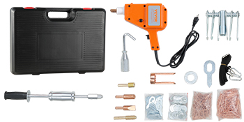 VEVOR dent repair kit with electric tool, case, slide hammer, and various accessories.