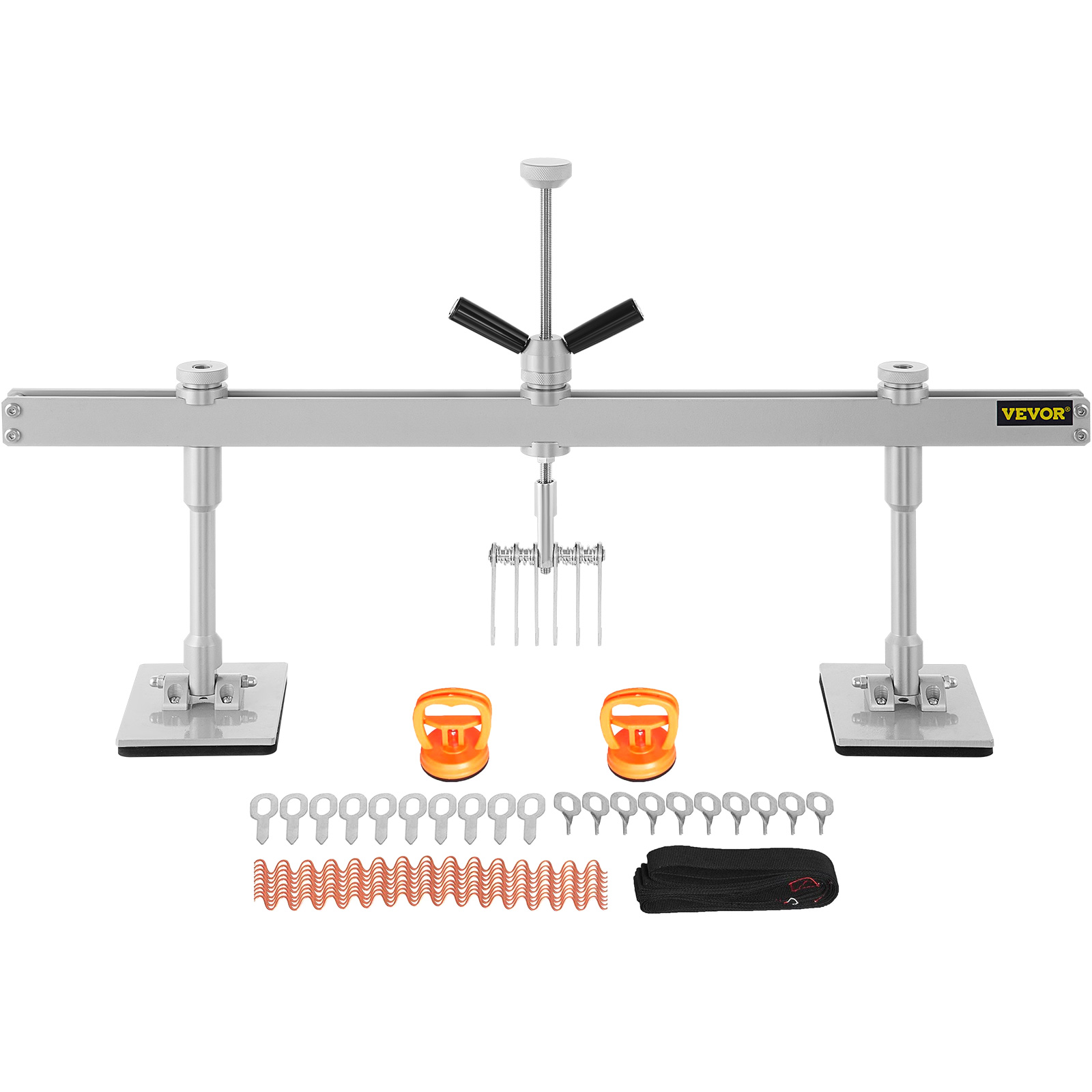 VEVOR dent pull lever bar kit with accessories, including hooks, springs, and handles.