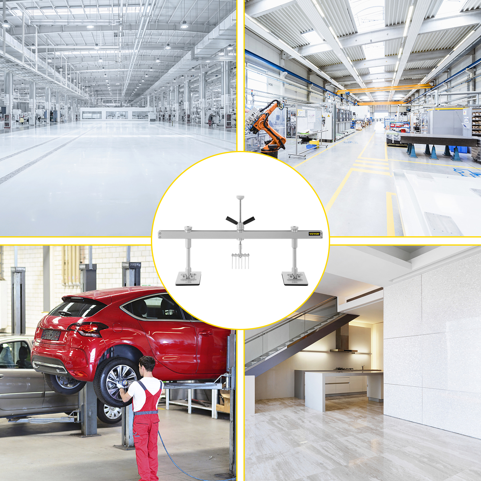 VEVOR dent pull lever bar kit for automotive repair in a modern workshop setting.