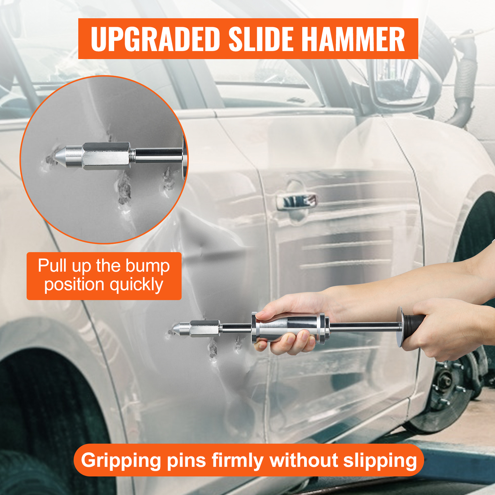 automatic VEVOR stud welder slide hammer fixing car dent with ease.