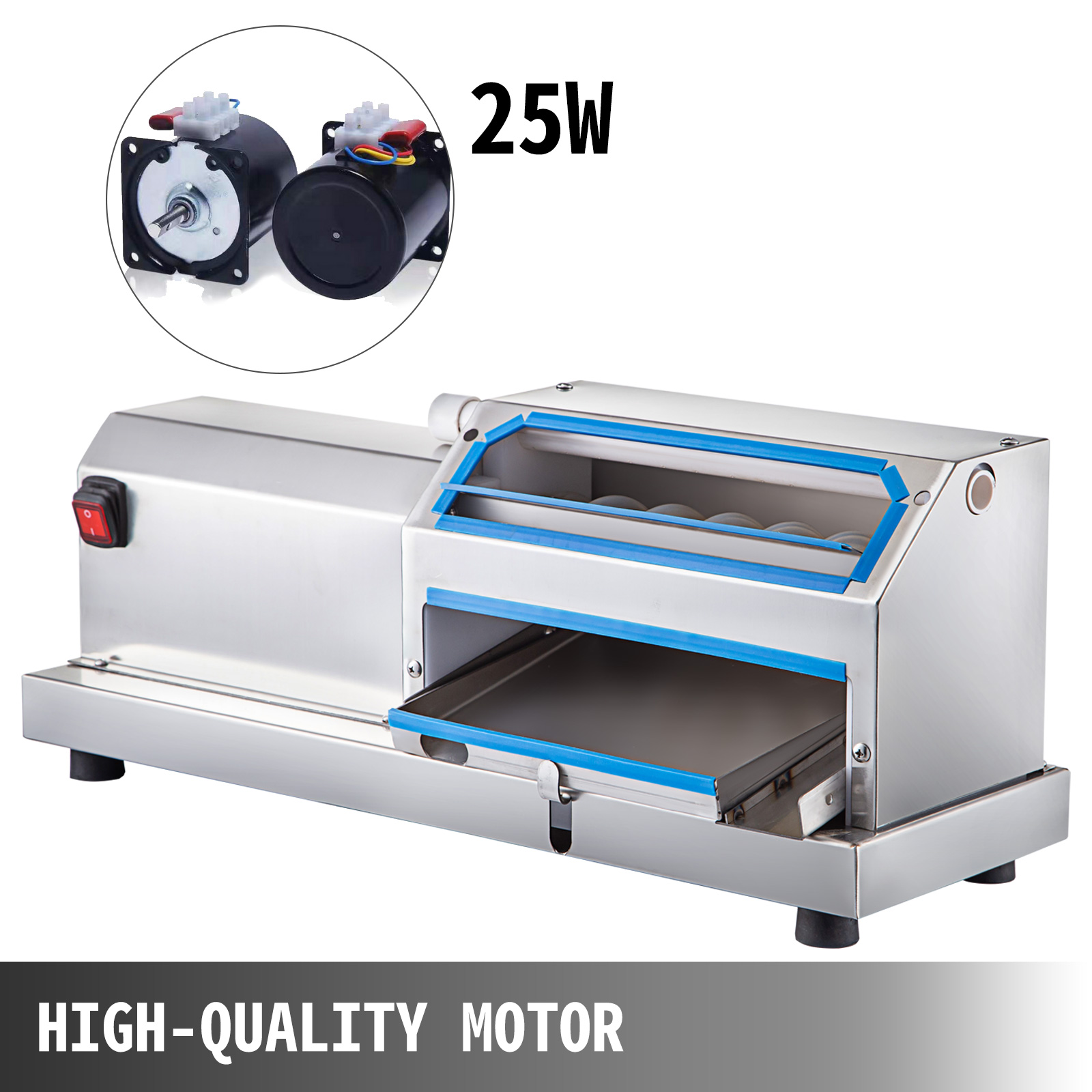 VEVOR quail egg peeler machine with 25w high-quality motor and stainless steel body.