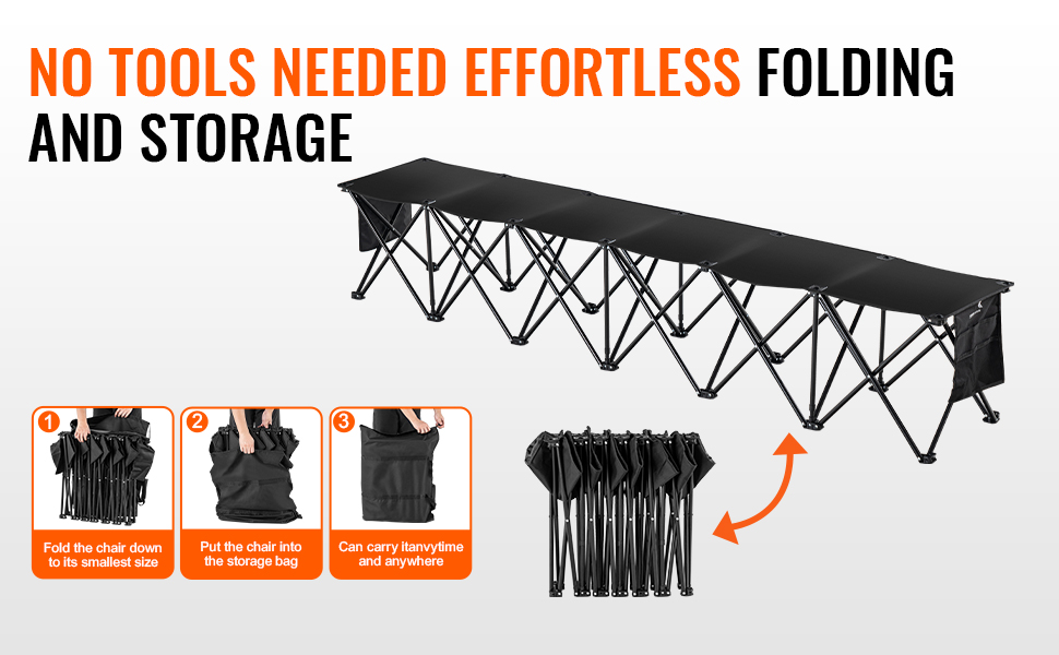 VEVOR portable folding sport bench with effortless folding, storage steps, and easy-to-carry design.