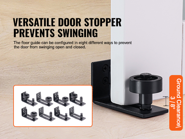 versatile door stopper prevents swinging with adjustable floor guide options, from VEVOR barn door kit.