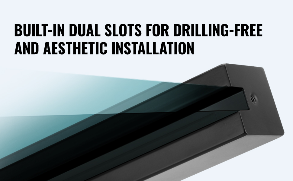 VEVOR glass clamp with dual slots for easy, no-drill installation and improved aesthetics.