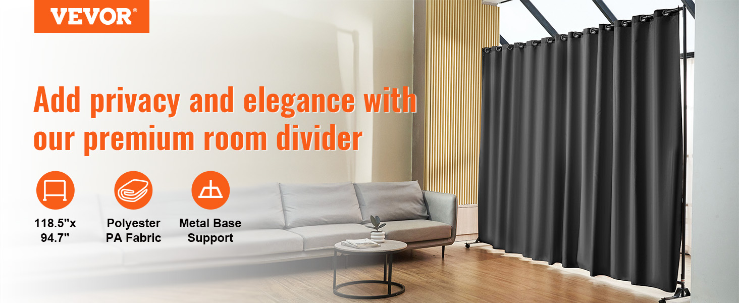 VEVOR room divider enhancing privacy and elegance in a modern living room with gray sofa and wooden floor.