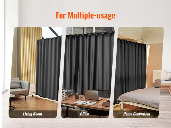 VEVOR room divider for living room, office, and home decoration with black curtains.
