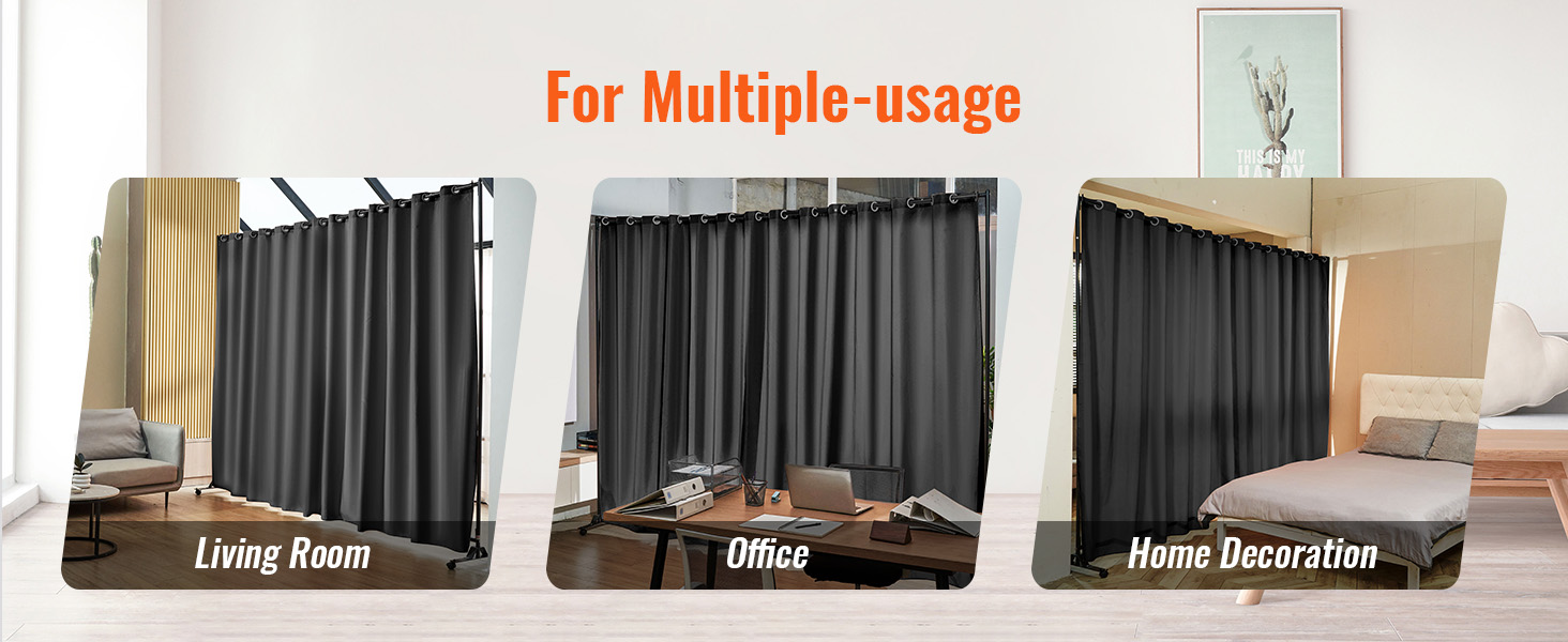 VEVOR room divider for living room, office, and home decoration with black curtains.