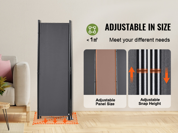 VEVOR room divider in modern living space with adjustable panel size and snap height for varied needs.