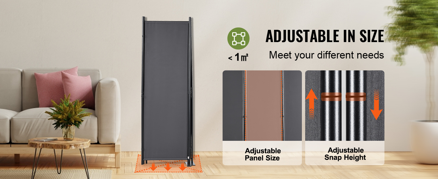 VEVOR room divider in modern living space with adjustable panel size and snap height for varied needs.