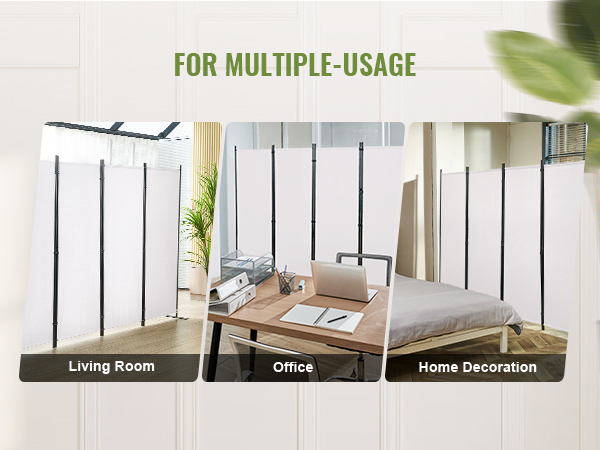 VEVOR room divider showcasing usage in the living room, office, and home decoration settings.