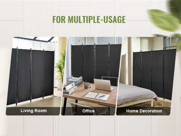 VEVOR room divider for living room, office, home decoration; multifunctional black panels.