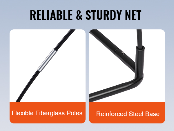 VEVOR baseball net with knotless polyester, flexible fiberglass poles, and reinforced steel base. reliable and sturdy.