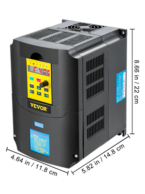 VEVOR variable frequency drive with dimensions 8.66"x5.82"x4.64".