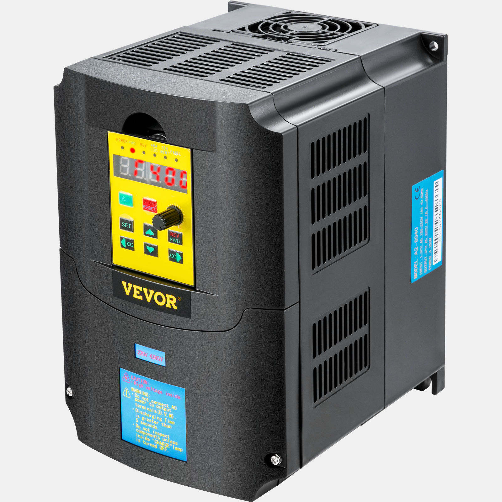 VEVOR variable frequency drive with control panel and ventilated casing.