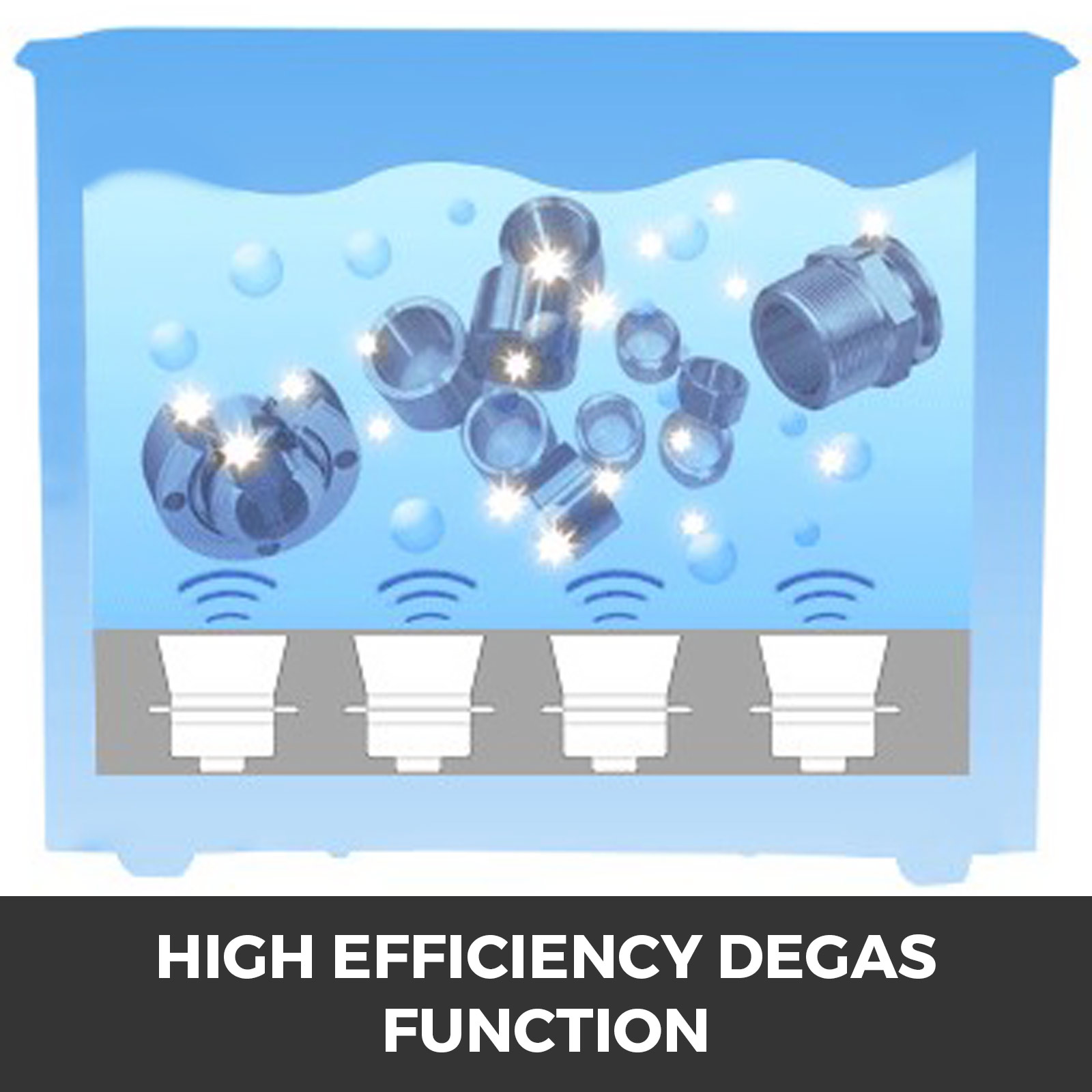 VEVOR ultrasonic cleaner with high-efficiency degas function for optimal cleaning.