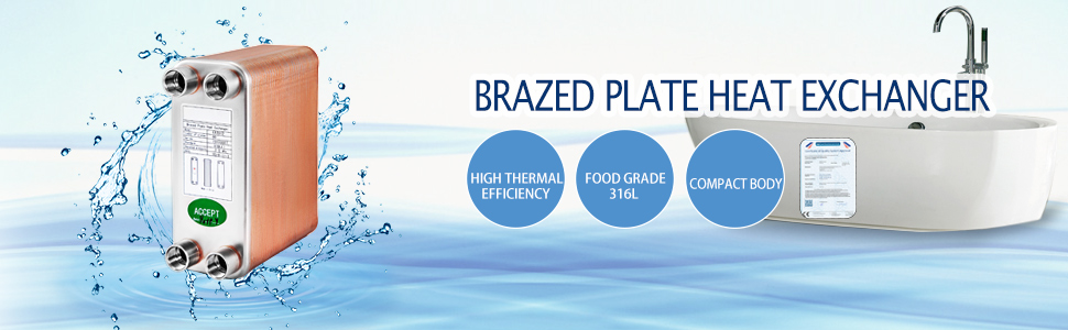 VEVOR heat exchanger with compact body, high thermal efficiency, and food-grade 316l.