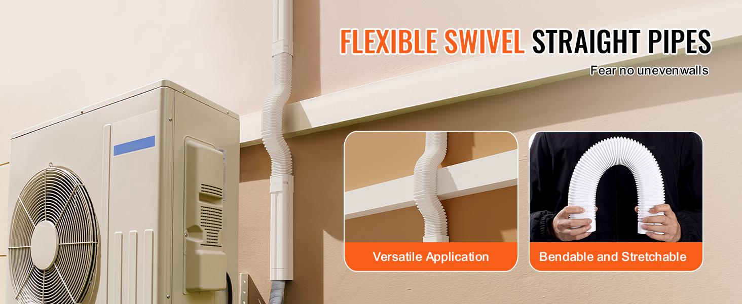 VEVOR mini split line set cover, bendable and stretchable, ideal for versatile applications on uneven walls.
