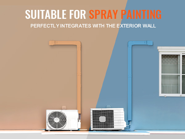 VEVOR mini split line set cover blends with wall, easily spray paint for seamless exterior integration.
