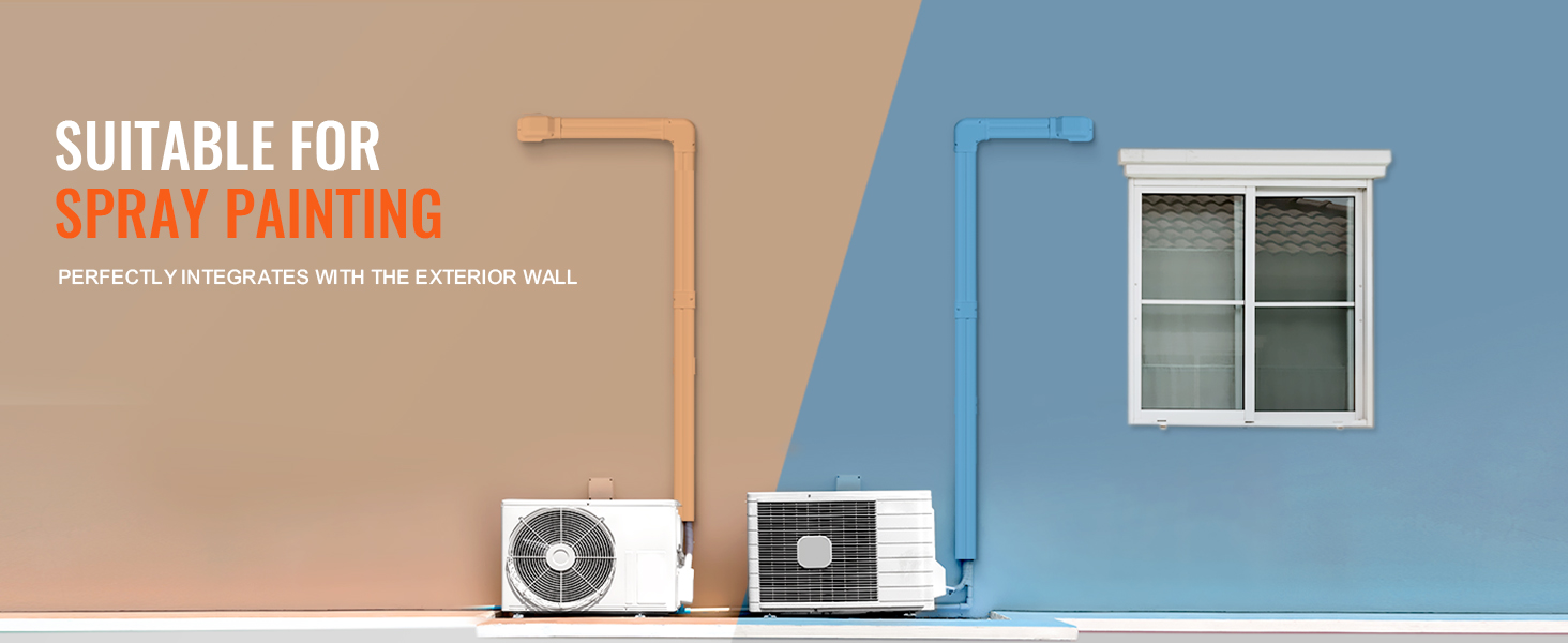 VEVOR mini split line set cover blends with wall, easily spray paint for seamless exterior integration.