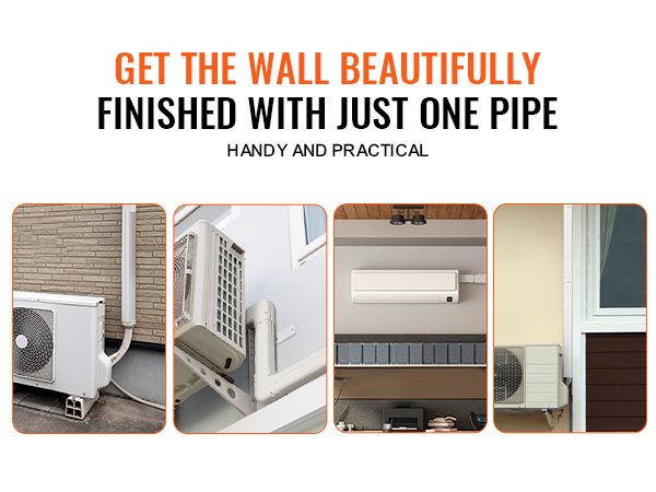 VEVOR mini split line set cover showcasing installed hvac units with sleek, neat line covers.