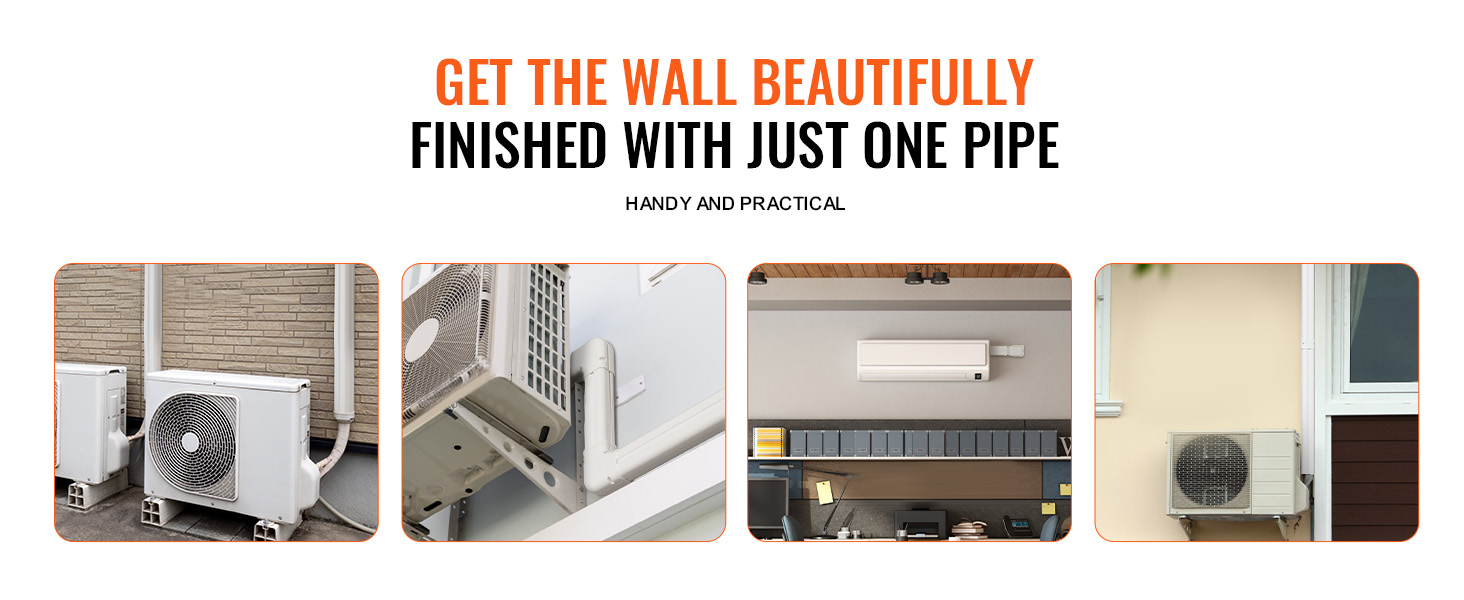 VEVOR mini split line set cover showcasing installed hvac units with sleek, neat line covers.