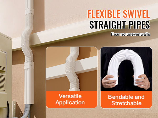 VEVOR mini split line set cover, flexible swivel straight pipes, versatile application, bendable.