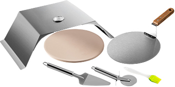VEVOR pizza oven kit with pizza stone, peel, cutter, and brush.