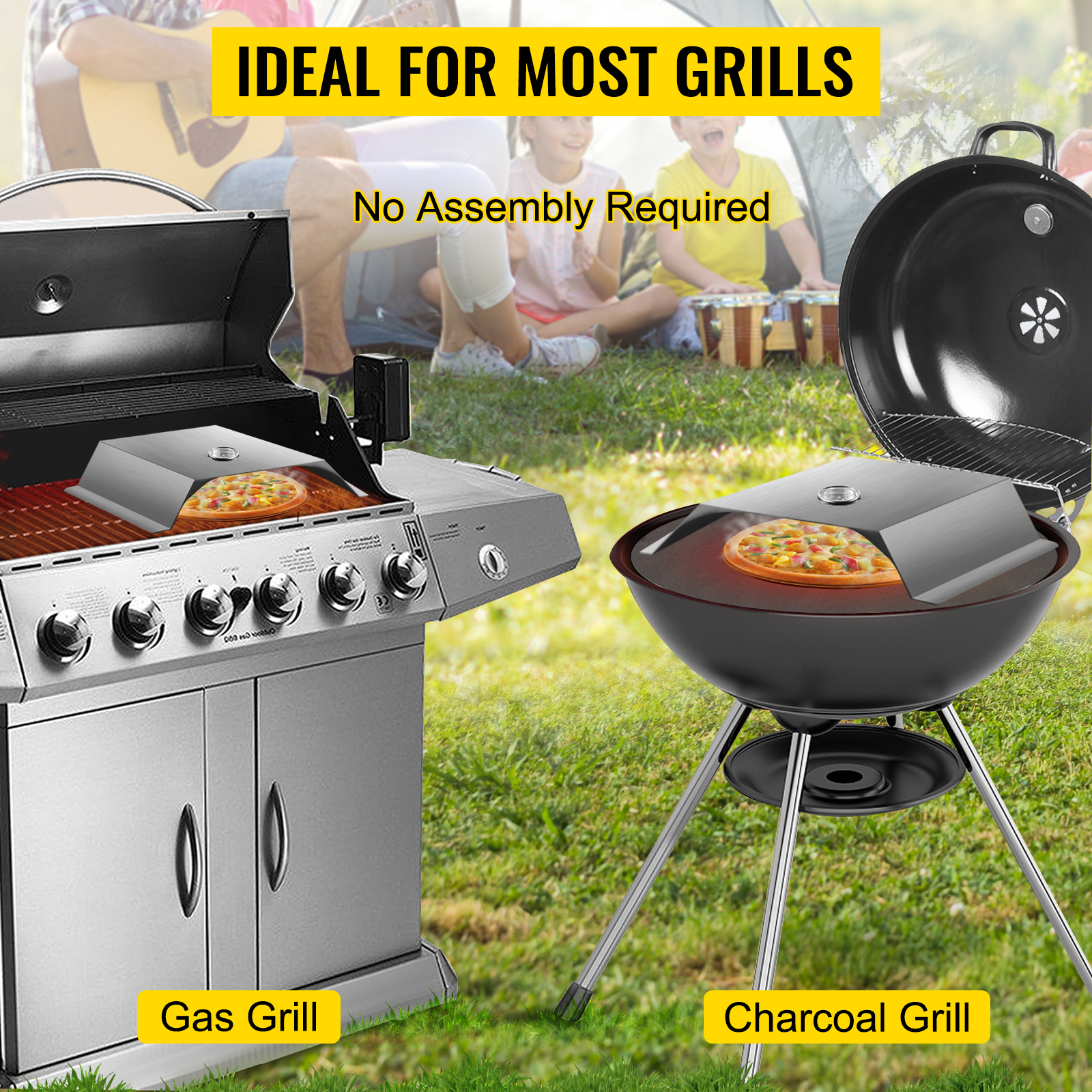 VEVOR pizza oven kit for gas and charcoal grills, ideal for outdoor cooking.