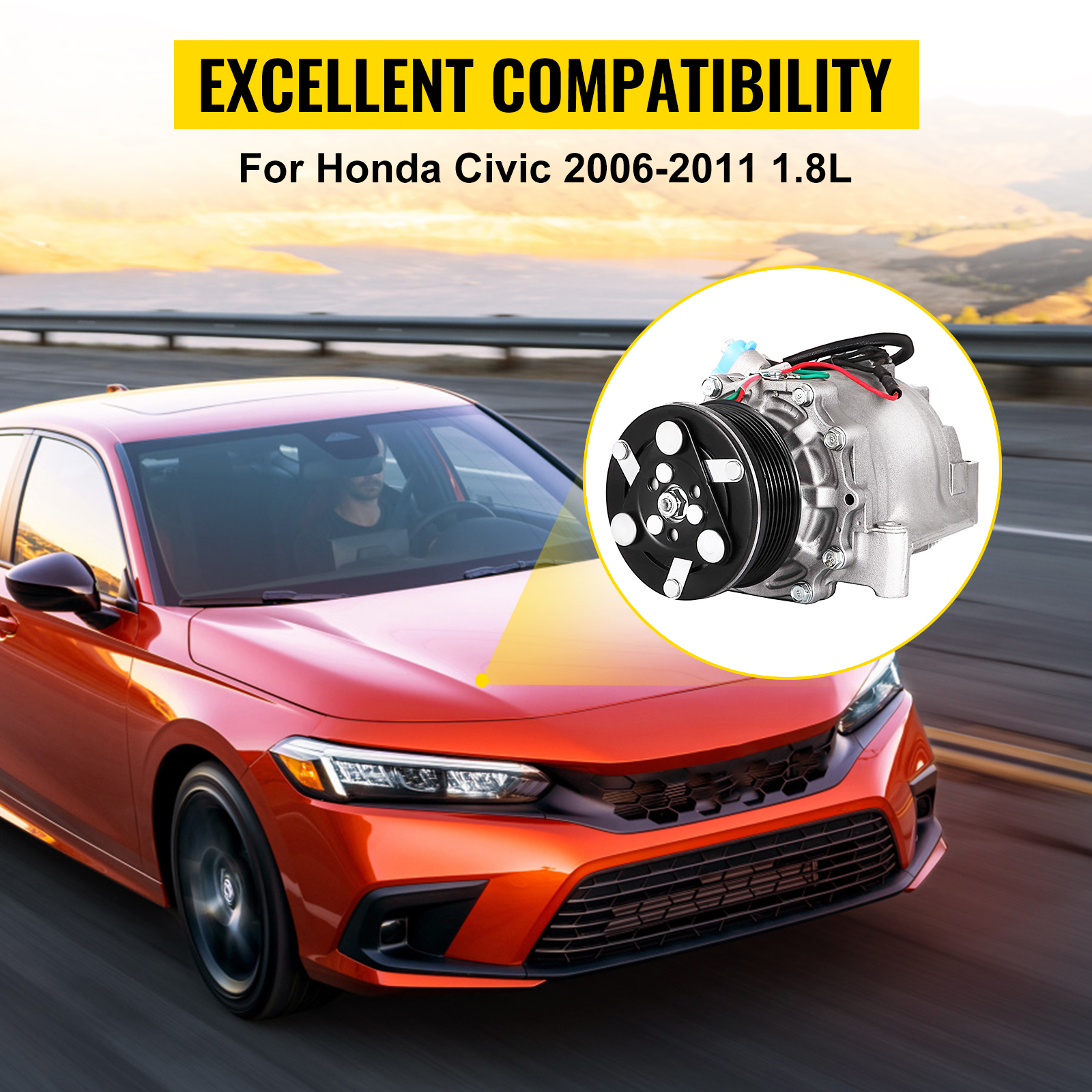 VEVOR honda civic ac compressor clutch, suitable for 2006-2011 1.8l model.