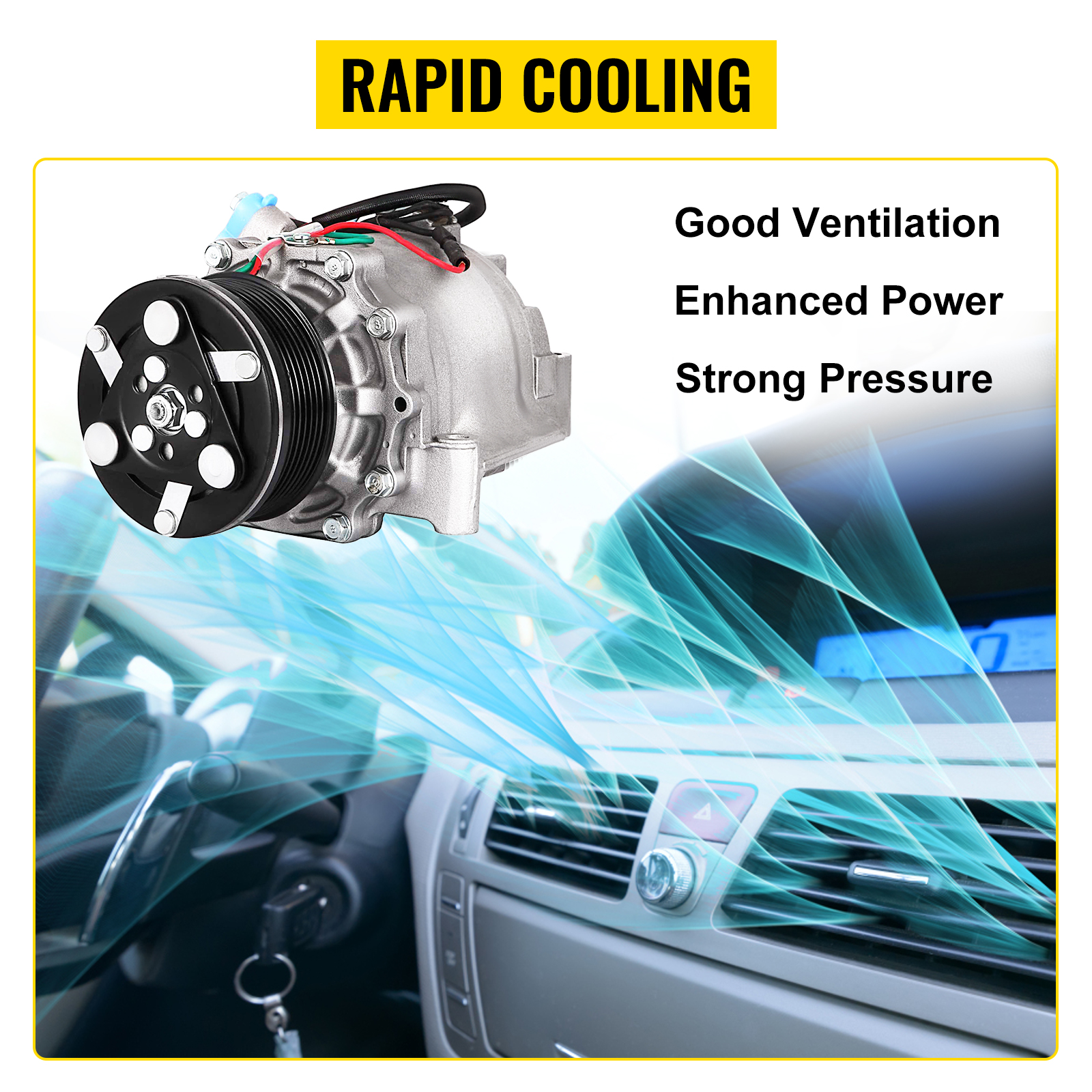 VEVOR honda civic ac compressor clutch, showcasing rapid cooling and strong pressure.