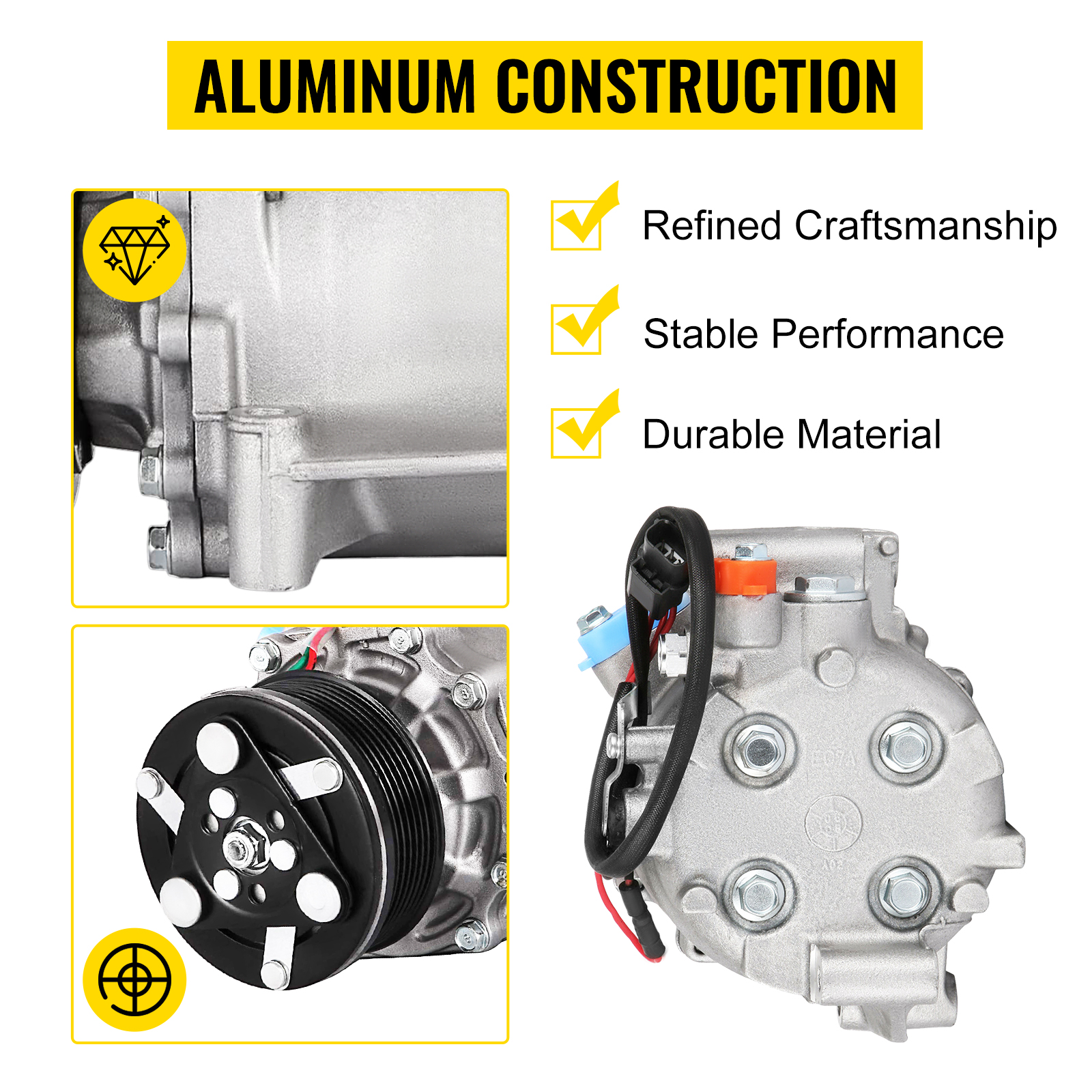 VEVOR honda civic ac compressor clutch; aluminum, durable, stable performance.