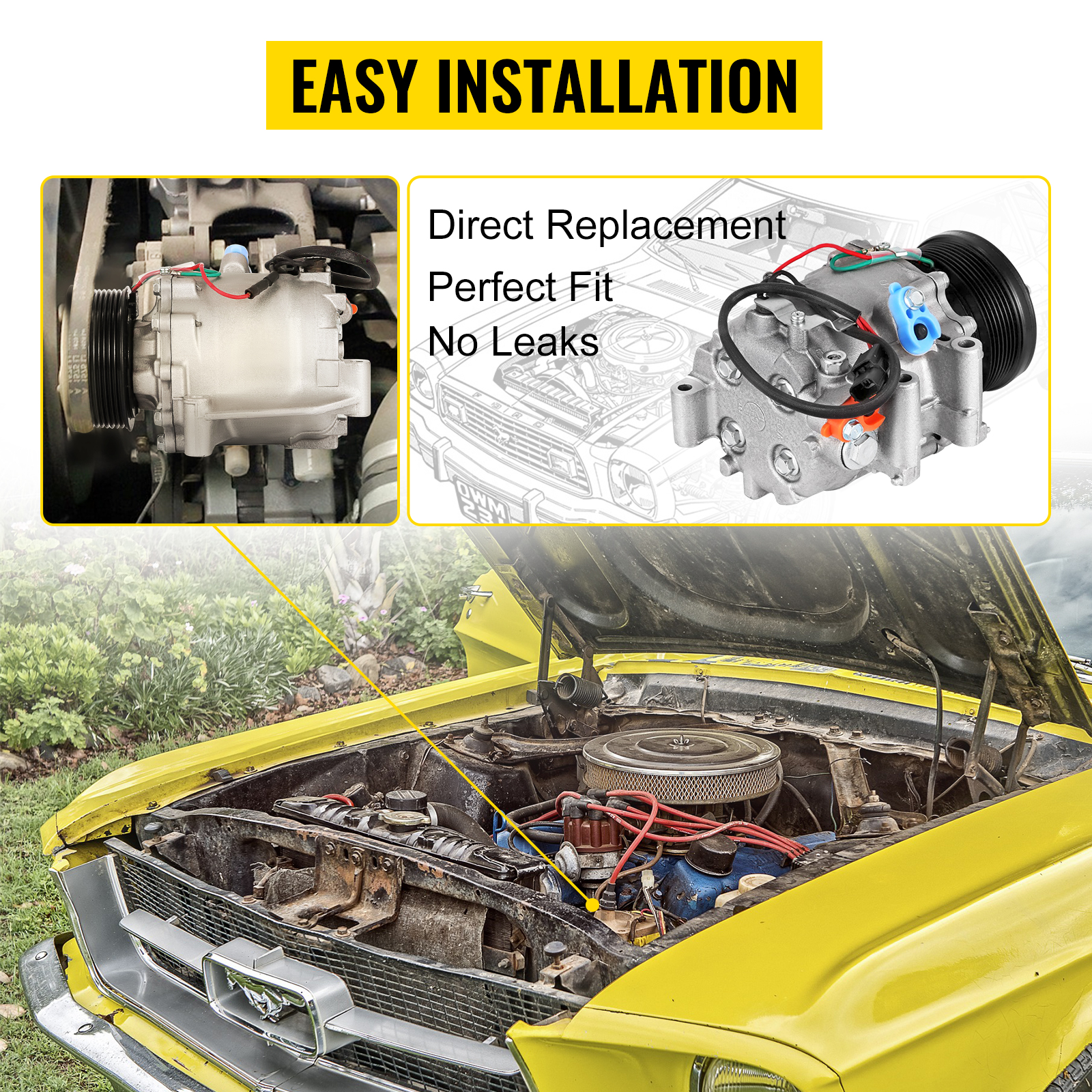 VEVOR honda civic ac compressor clutch installation: direct replacement, perfect fit.