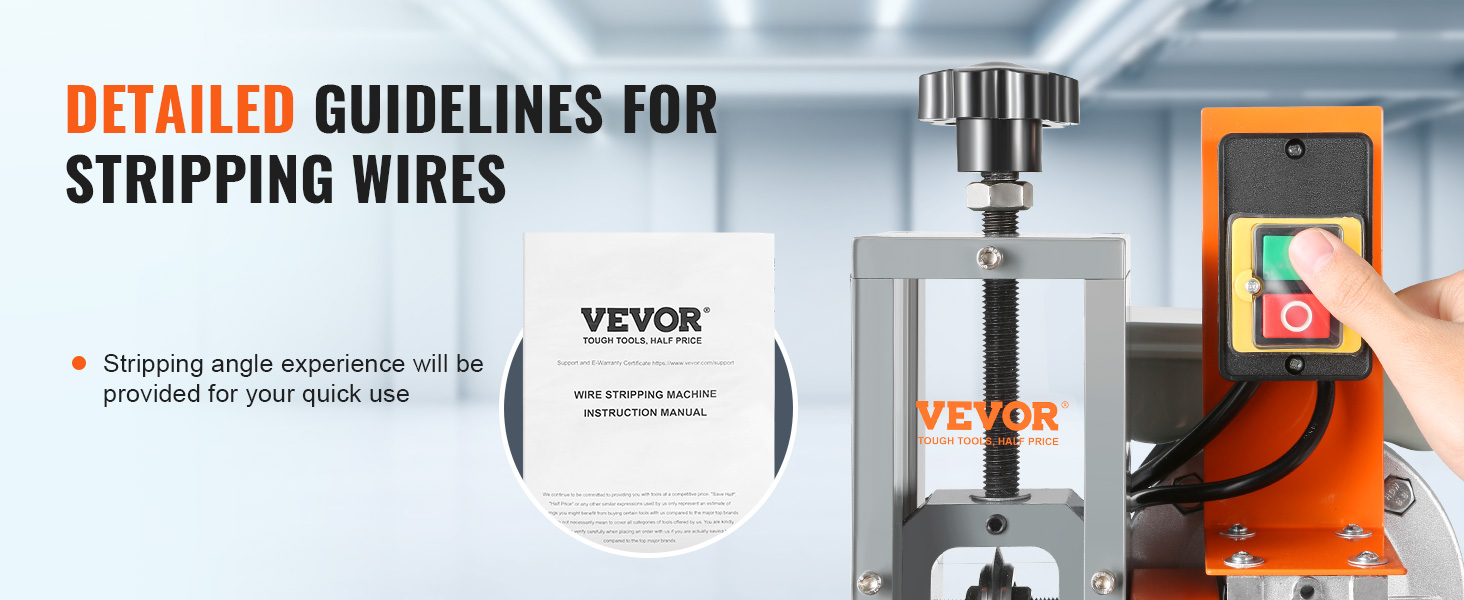 подробные рекомендации по зачистке проводов с помощью машины для зачистки проводов VEVOR с инструкцией по эксплуатации.