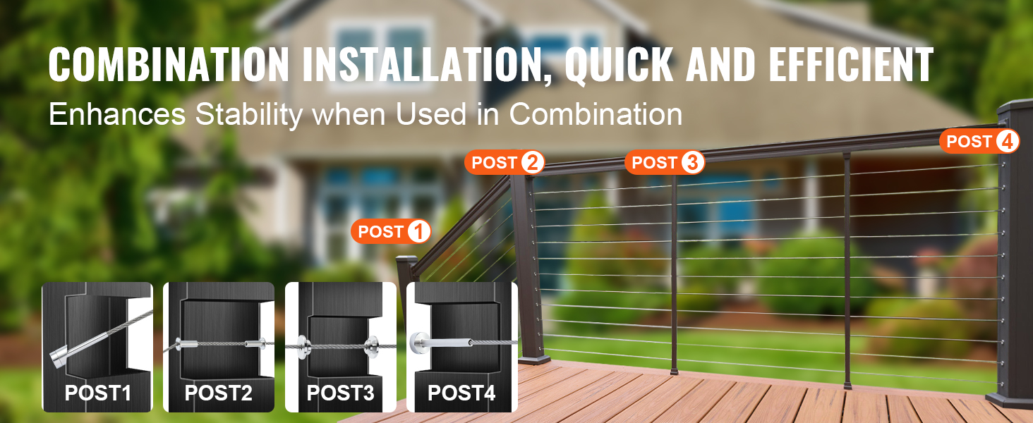 combination installation system with VEVOR stainless steel protector sleeves, showcasing four posts.