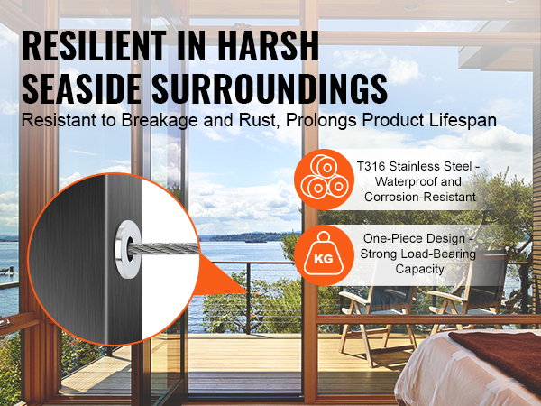 VEVOR stainless steel protector sleeves: waterproof, rust-resistant, durable for seaside environments.