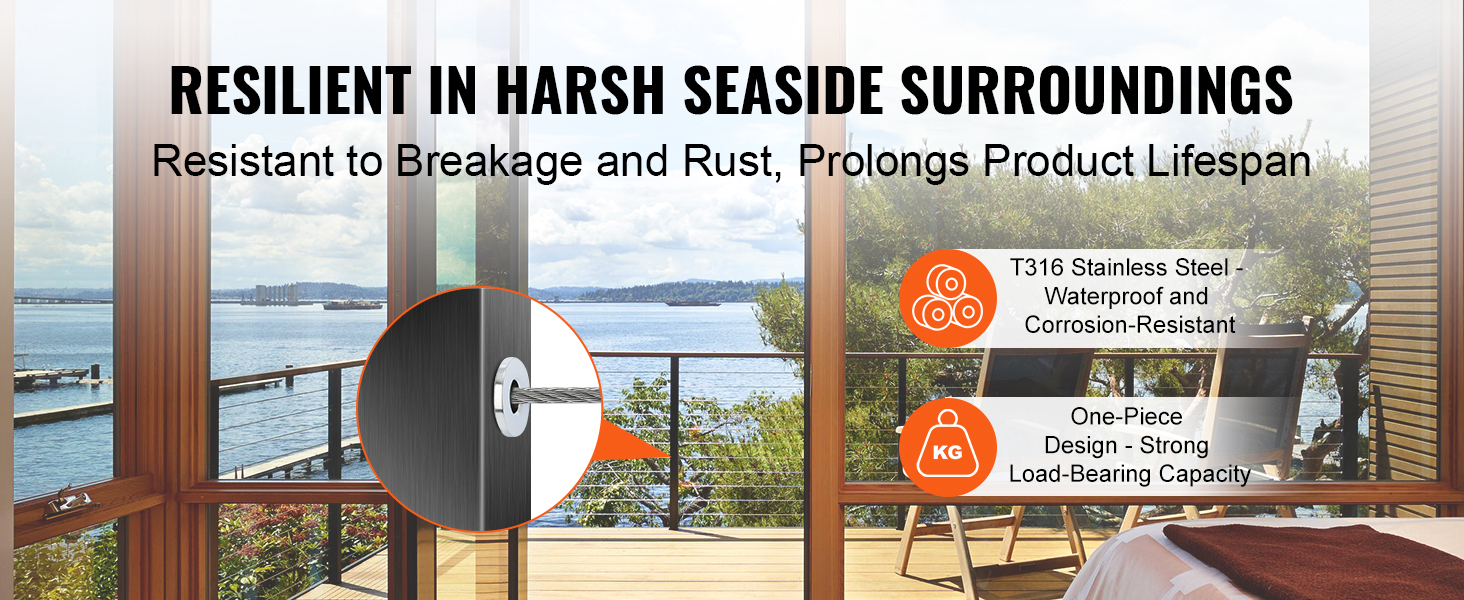 VEVOR stainless steel protector sleeves: waterproof, rust-resistant, durable for seaside environments.
