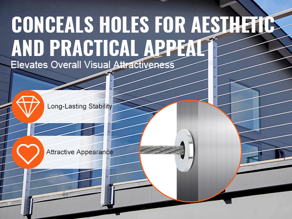 VEVOR stainless steel protector sleeves on a modern railing, ensuring long-lasting stability and attractive appearance.