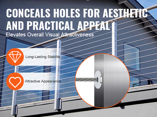 VEVOR stainless steel protector sleeves ensure long-lasting stability and an attractive appearance for railings.