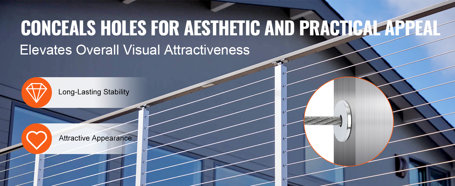 VEVOR stainless steel protector sleeves ensure long-lasting stability and an attractive appearance for railings.