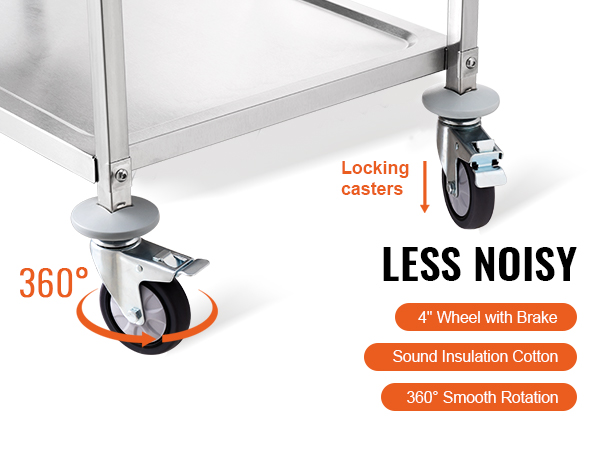 VEVOR kitchen utility cart with locking casters, 4