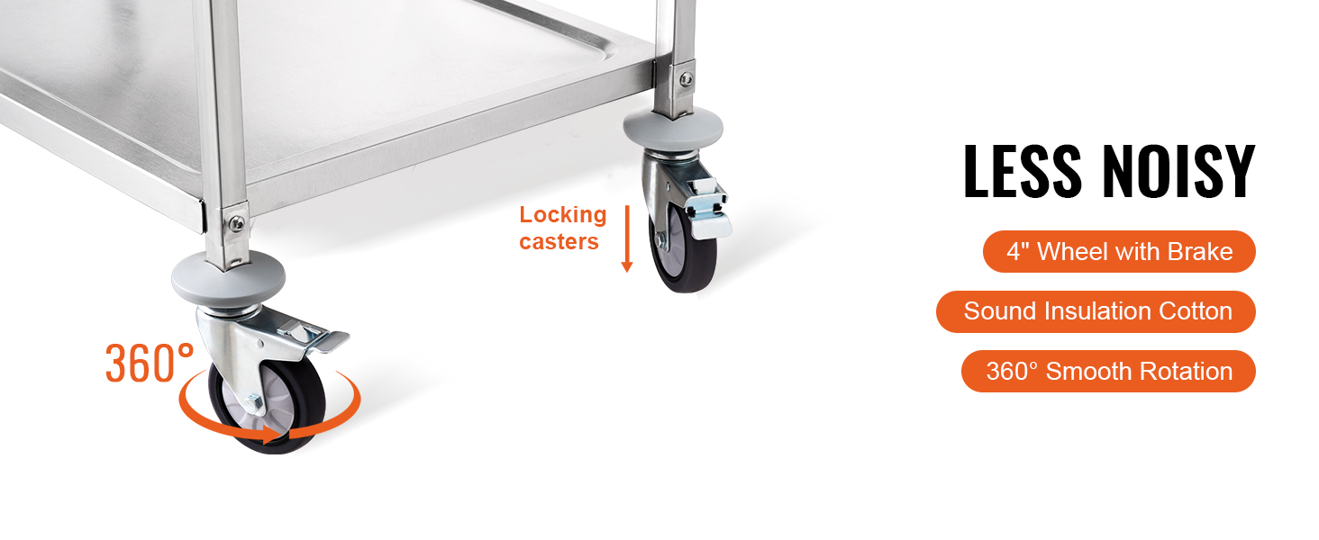 VEVOR kitchen utility cart with locking casters, 4