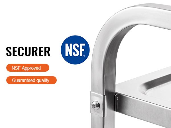 Кухонная тележка VEVOR изготовлена из нержавеющей стали, одобрена nsf, печать гарантированного качества.