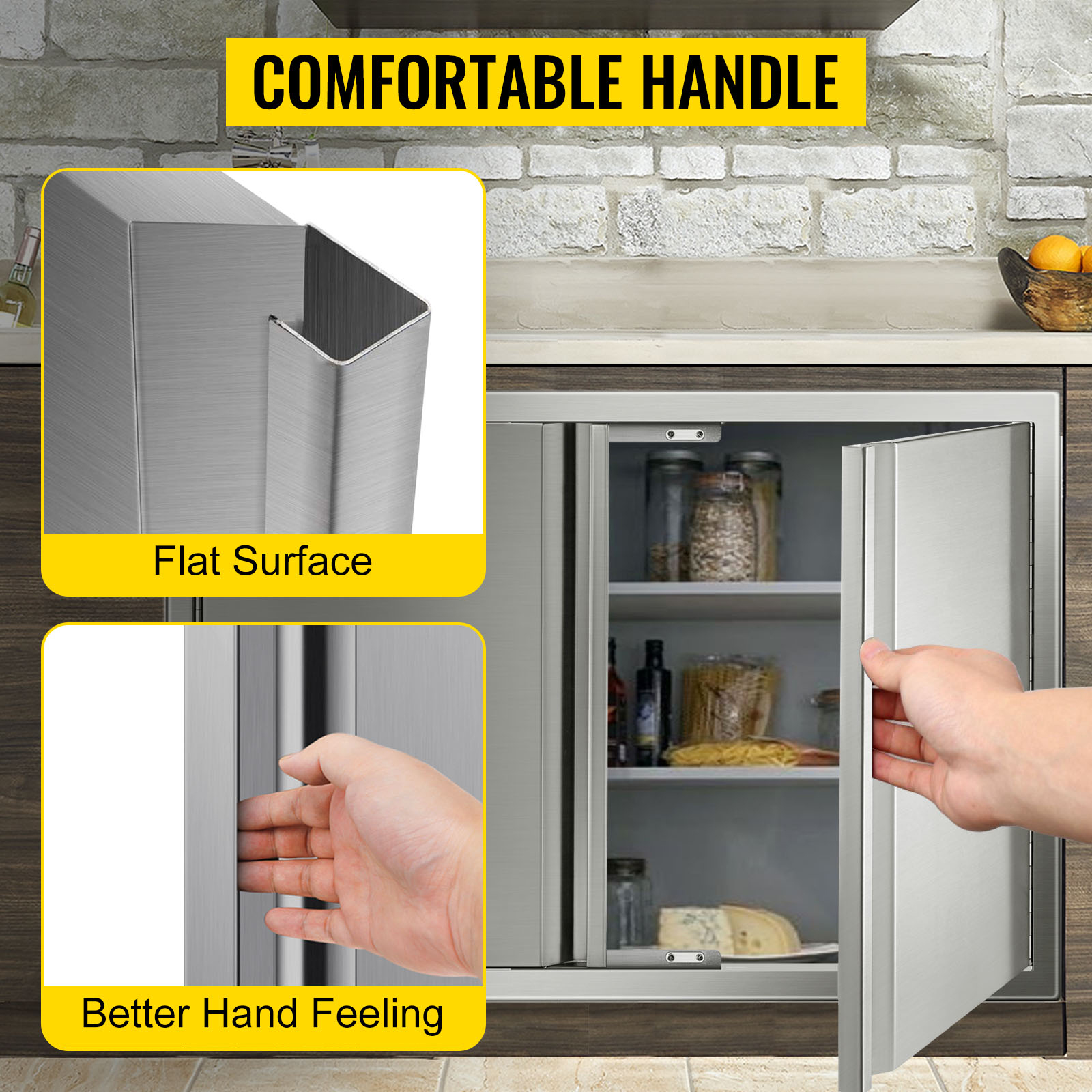 VEVOR bbq access door with flat surface and comfortable handle for better hand feeling.
