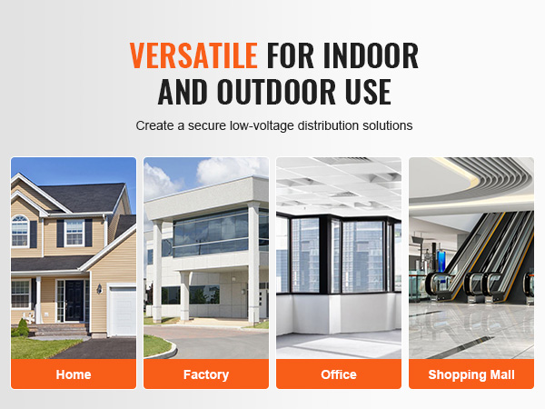 VEVOR steel electrical box: versatile for indoor and outdoor use in homes, factories, offices, and shopping malls.