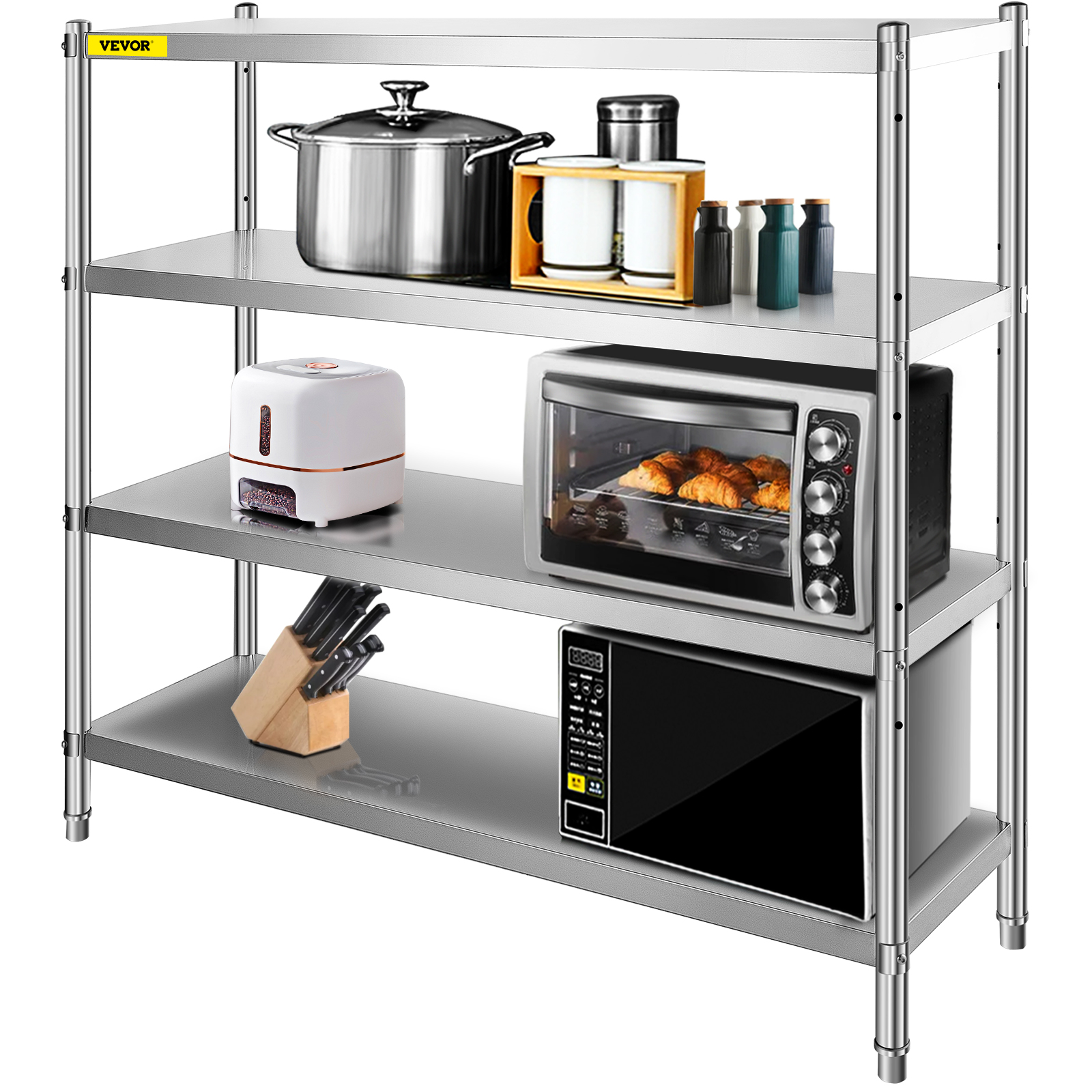 VEVOR storage shelf with kitchen appliances and utensils organized neatly.