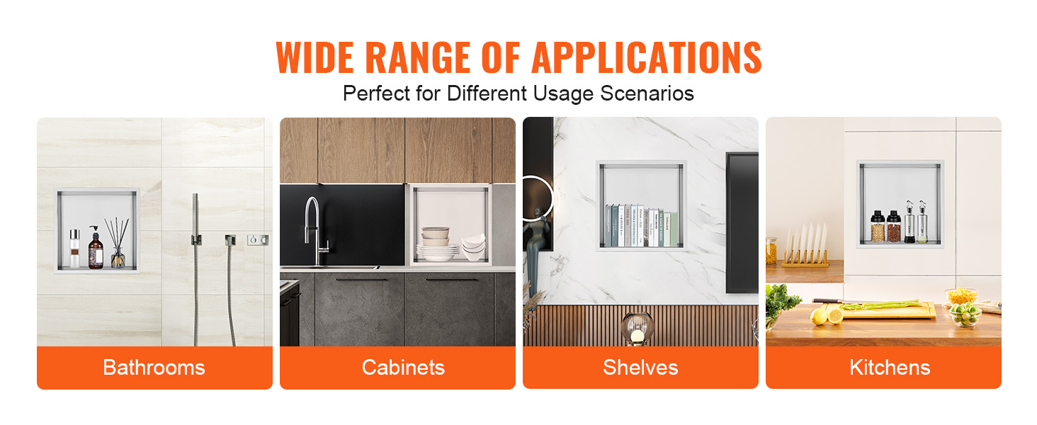 VEVOR storage solutions for bathrooms, cabinets, shelves, and kitchens.