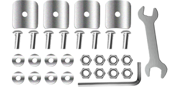 VEVOR outdoor food prep table assembly kit with bolts, nuts, washers, and wrenches.