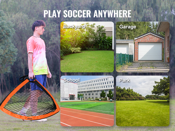 VEVOR portable soccer goal for backyard, garage, school, and park. play soccer anywhere.